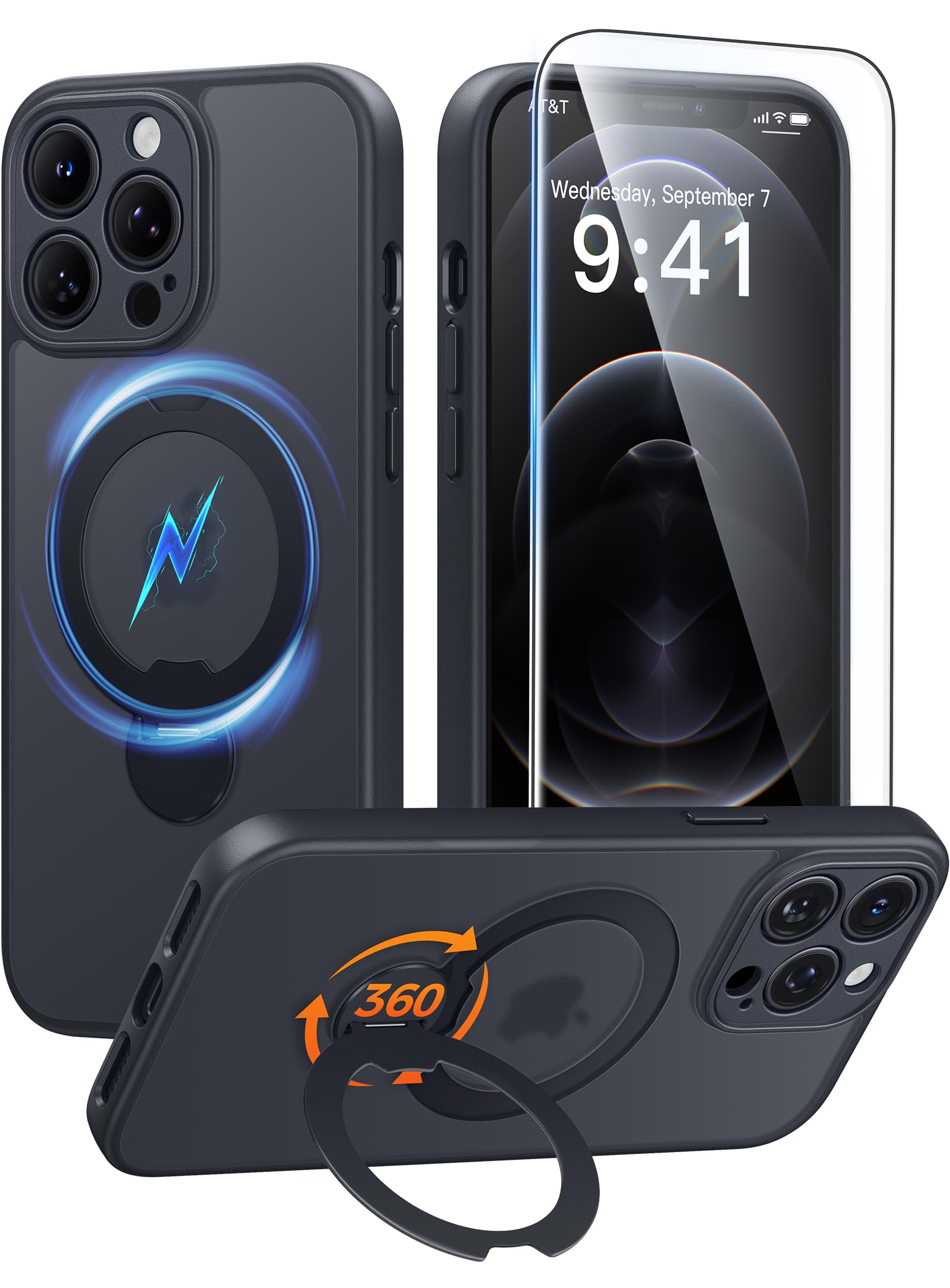 Photo 1 of FNTCASE iPhone 12 Pro Max Case with Magnetic Stand - Black