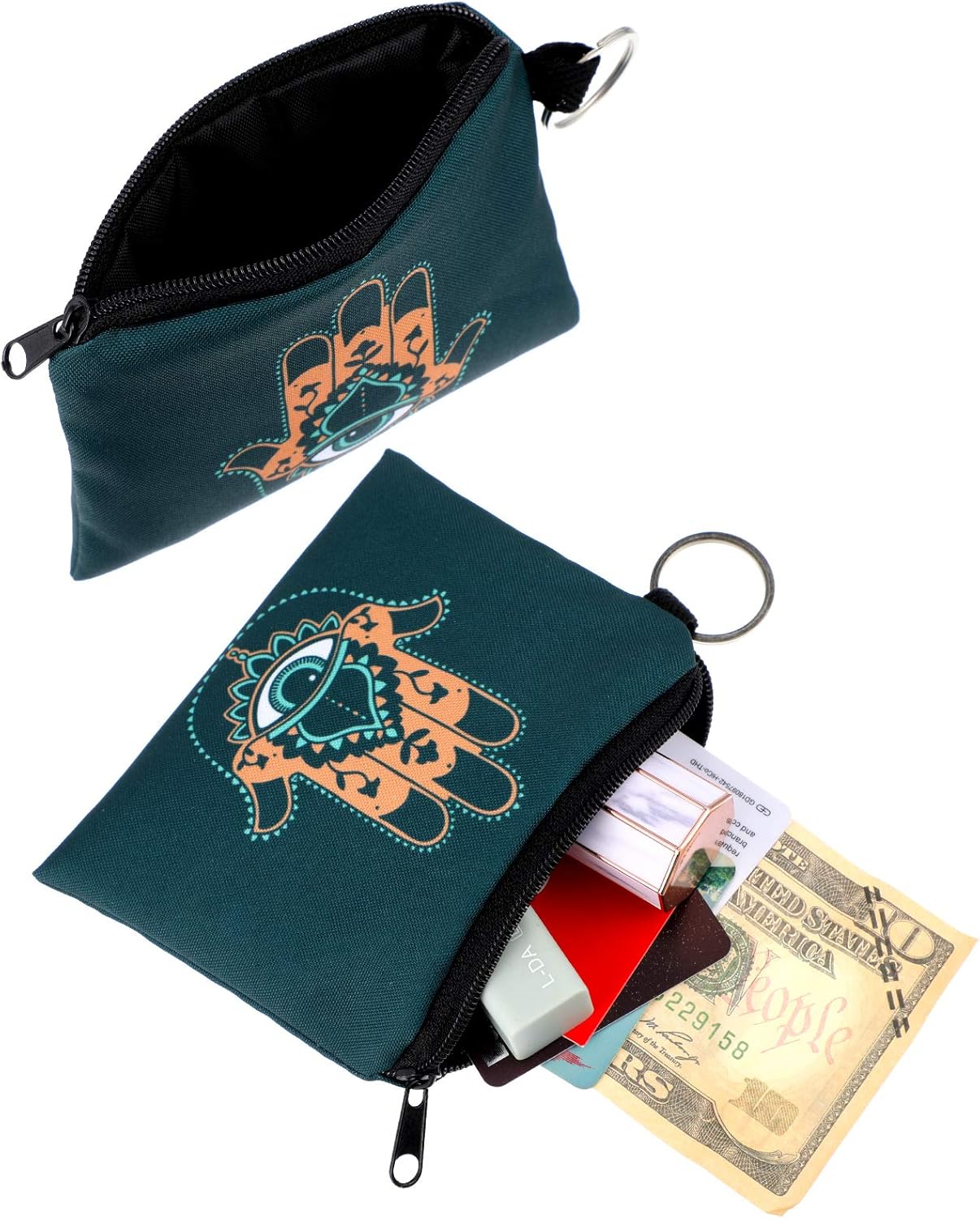 Hicarer 10 Pcs Small Coin Purse Evil Eye Makeup Coin Purse Cute Print Wallet Bag with Zipper Eye Themed Gift for Women Girl - Image 5