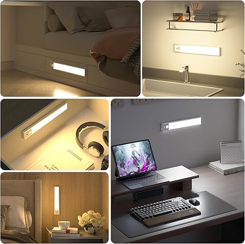 Miniatura 8 de Luces para debajo del gabinete 47 LED luces de armario con sensor de movimiento delgado de 12 pulgadas paquete de 3 luces nocturnas inalámbricas