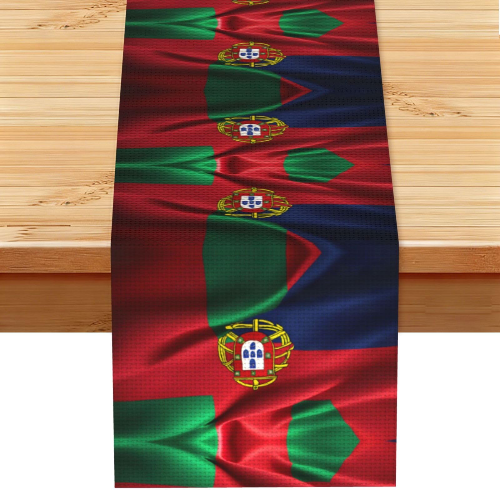 Portuguese flag Printed Dining Table Runner 13x72 Inch, Non-Fading Decor for Kitchen Dresser Fireplace Mantel