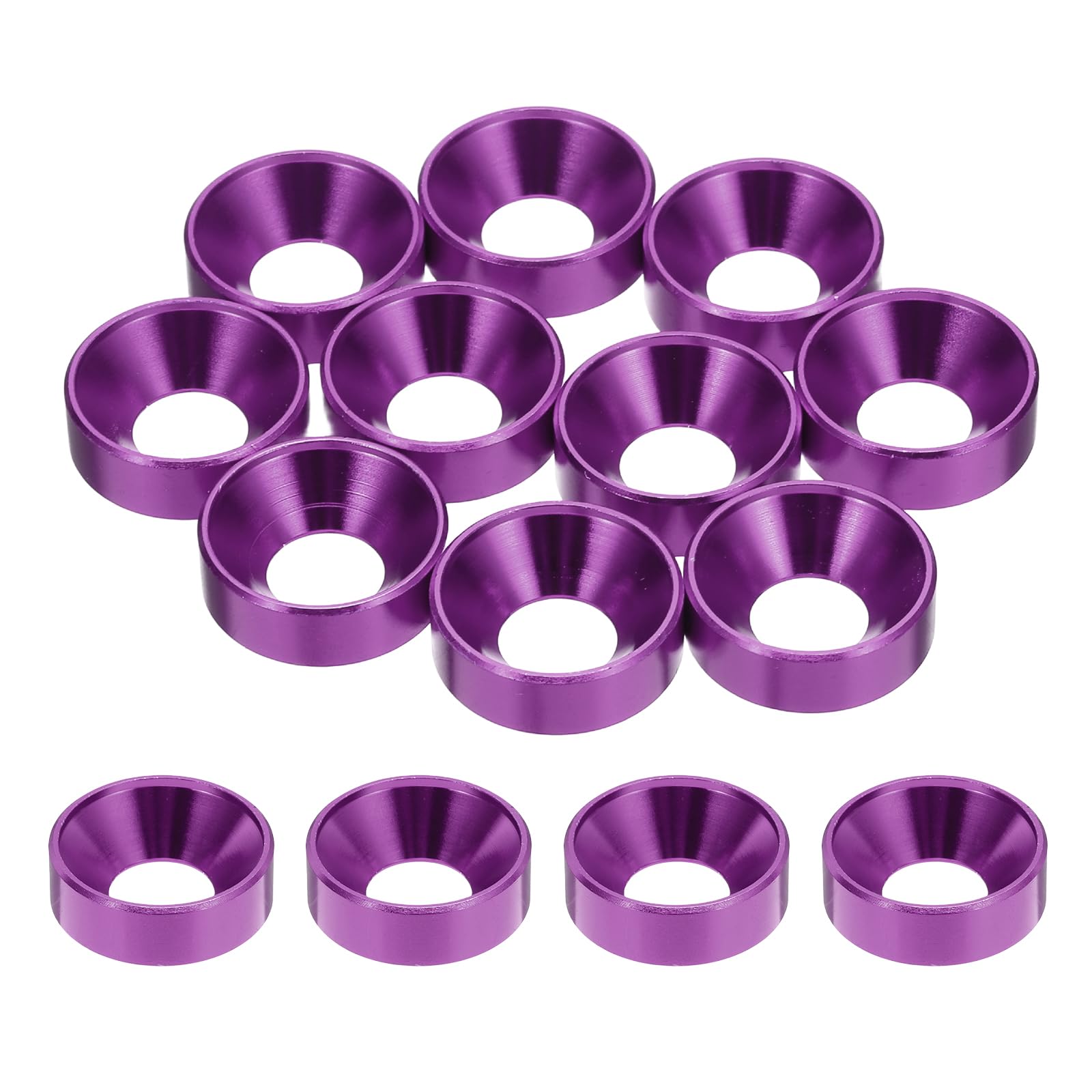 sourcing map 10pcs M10 Counterbore Washers, 22mm/0.87inch Anodized Aluminum Alloy, Head Gaskets for Screw RC/FPV/PC/Drone Accessories Parts, Purple