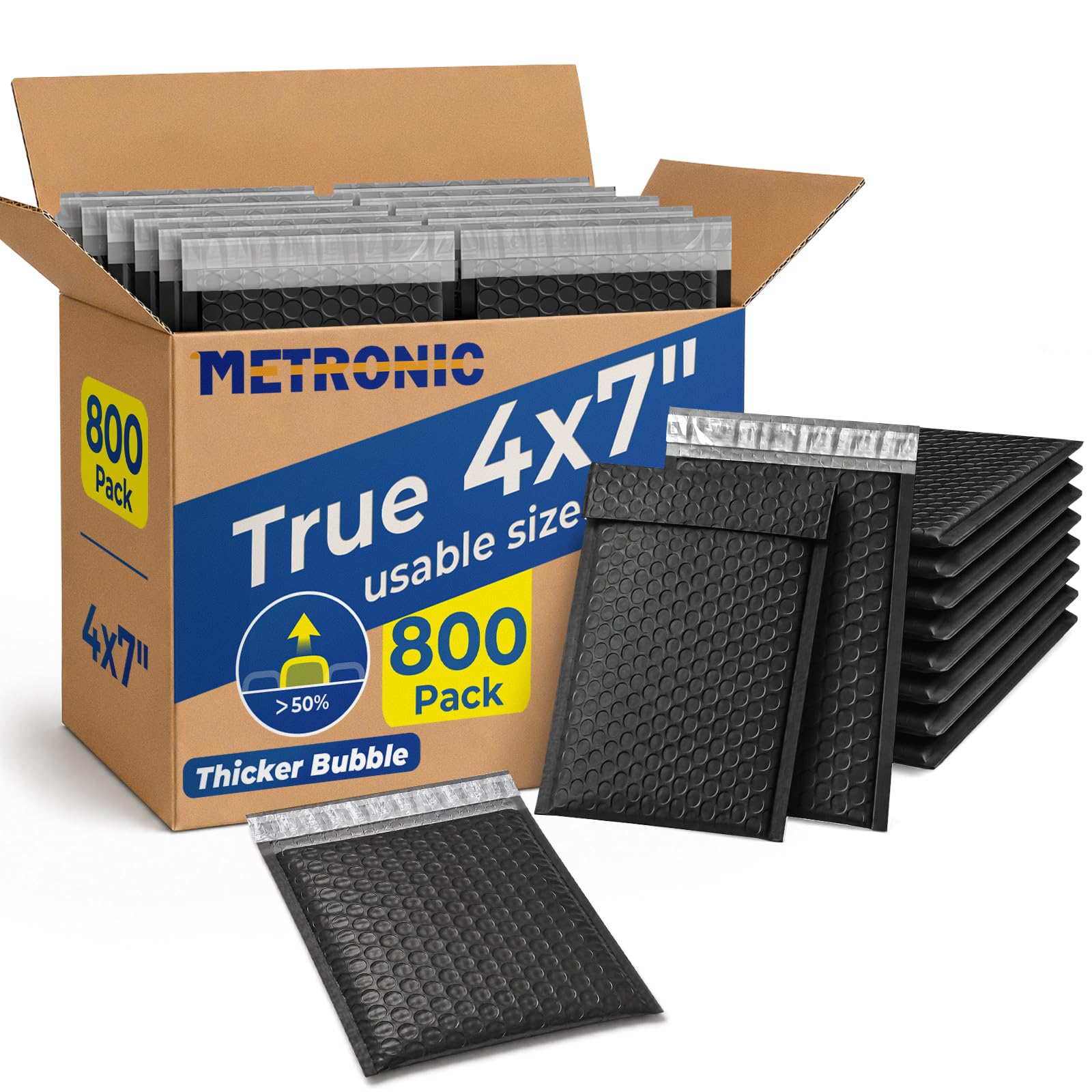 Metronic Bubble Mailers 4x8" 800Pack Padded Envelopes True 4x7" Usable Size