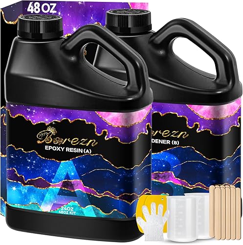 Kit de resina epoxi de 48 onzas, resina de fundición dura transparente mejorada y endurecedor Apoxi Resina Epoxica transparente, 2 partes de resina