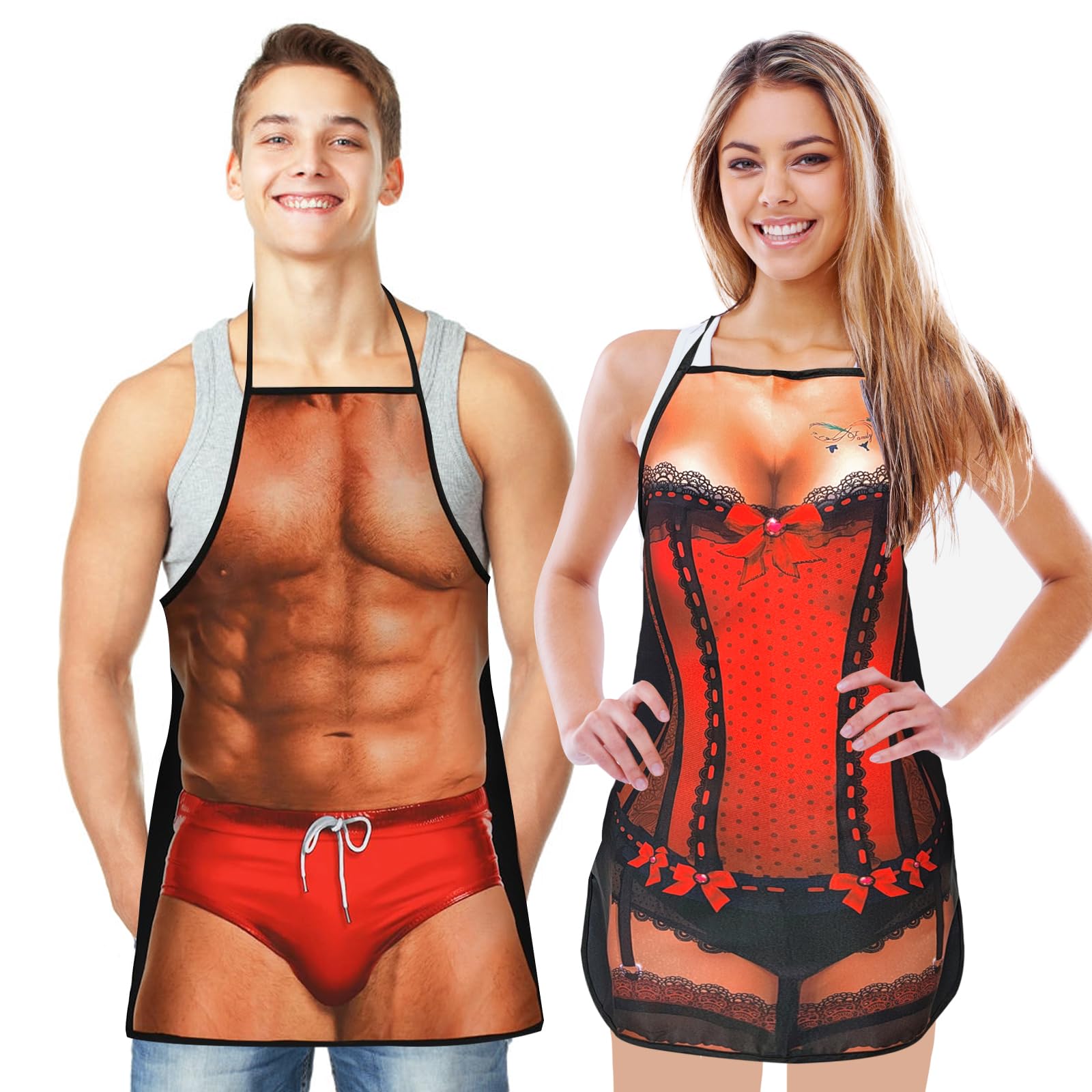 delantal gracioso hombre,2 conjuntos de delantales novedosos impermeables delantales de cocina delantales sensuales delantales chefs divertidos delantales culinarios parejas regalos