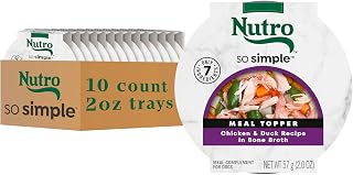 Nutro So Simple Wet Dog Food Topper, Chicken & Duck, 2 oz, 10 Count | Chicken & Chicken-Duck Recipes, In Bone Broth, 7 ingredients or less, no corn, wheat, soy, adult dogs, meal complement