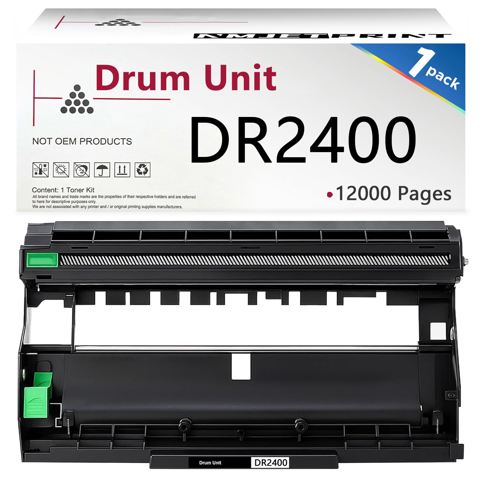 NMJETRINT DR2400 DR-2400 Tambor Compatible para Brother MFC-L2710DN MFC-L2710DW MFC-L2730DW MFC-L2750DW HL-L2310D HL-L2350DW HL-L2370DN HL-L2375DW DCP-L2510DW DCP-L2530DW