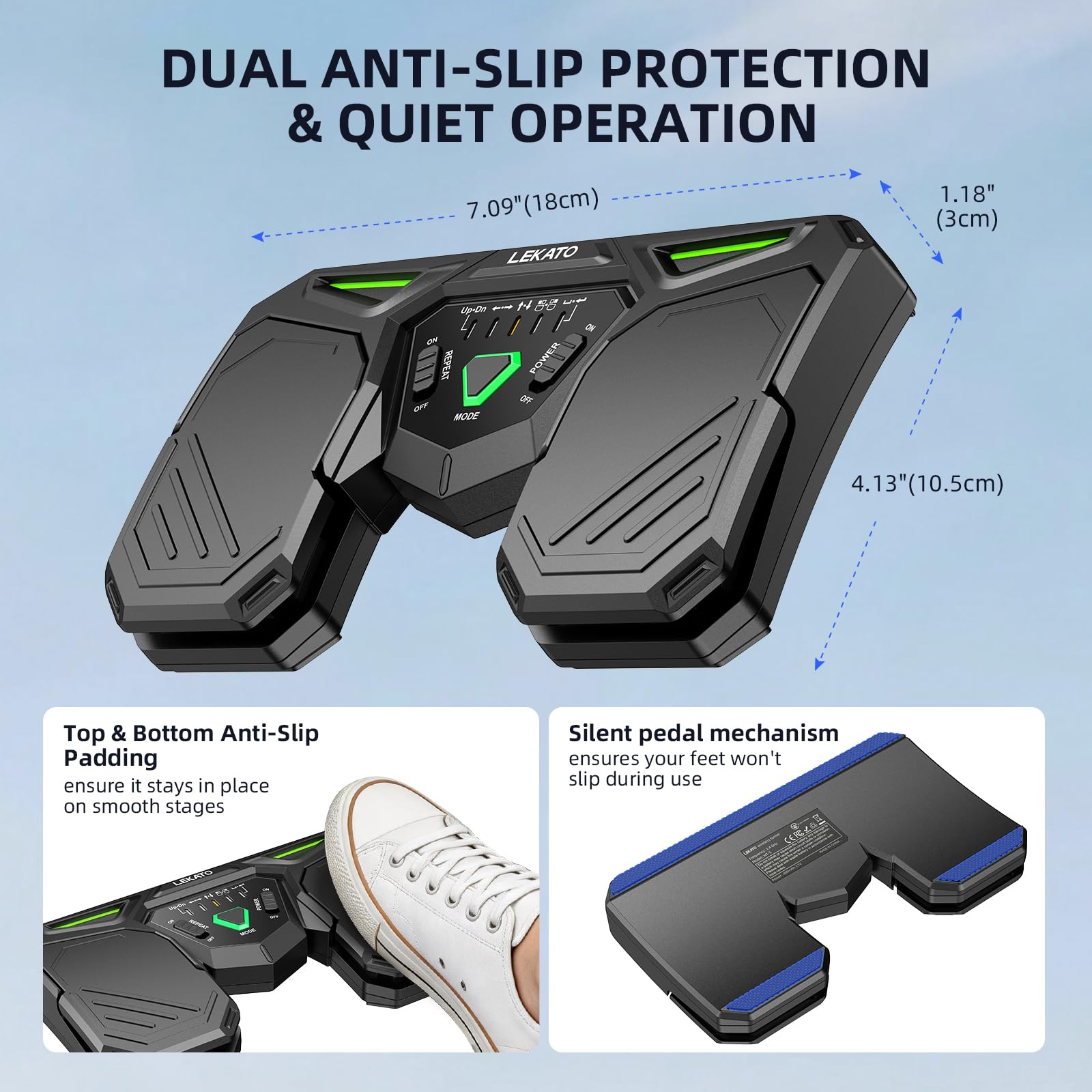 LEKATO Pedale Bluetooth per girare pagine, ricaricabile, wireless, con 40 ore di autonomia, doppio pedale antiscivolo e silenzioso per girare pagine, con indicatore della batteria, per tablet, Pad