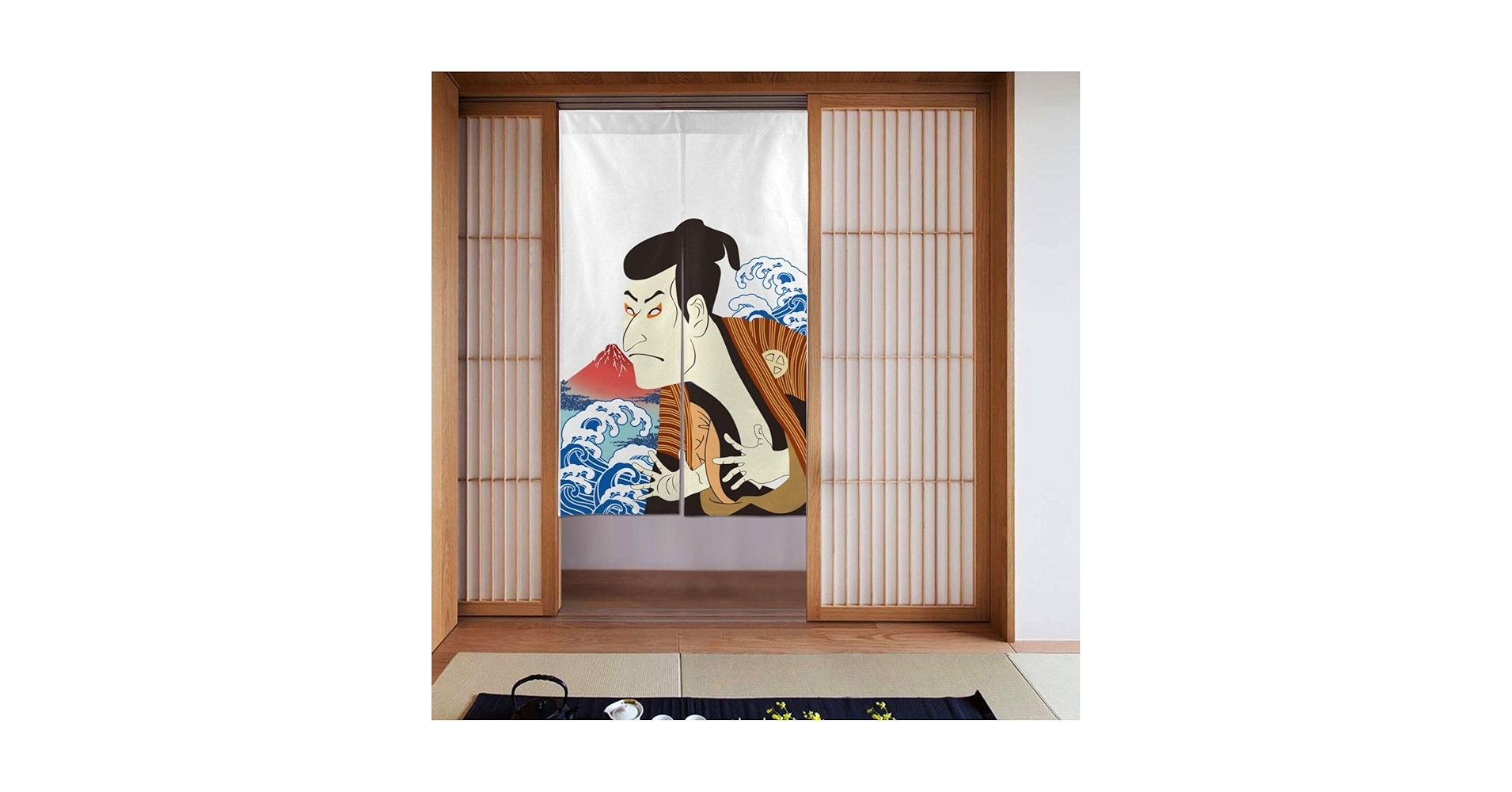 Amazon｜のれん 和柄 歌舞伎 和風 富士山 浮世絵 洗える アニメ 暖簾