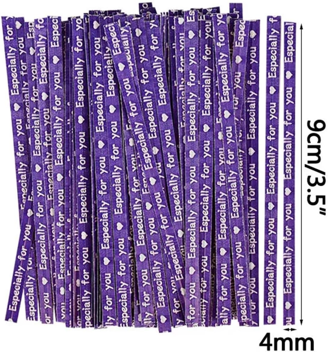 Metallic Twist Ties 1000pcs Paper Twist Ties 9cm Twist Ties for Gift Bags Sealing Wire Especially for You Love Print Candy Cookie Bags Wrapping Supplies(B02)