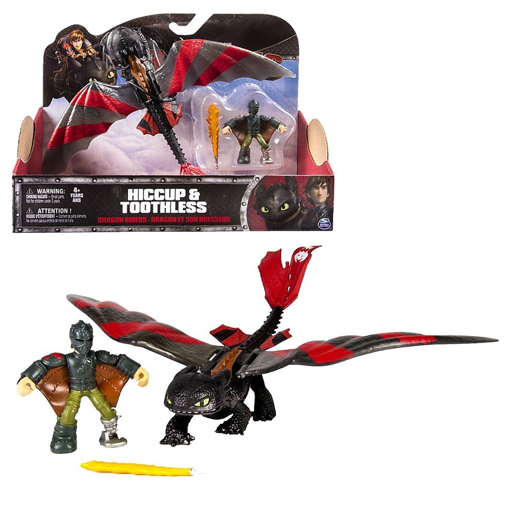 Dragons - Action Game Set - dragon Toothless with movable wings & Hiccup Dragon Trainer