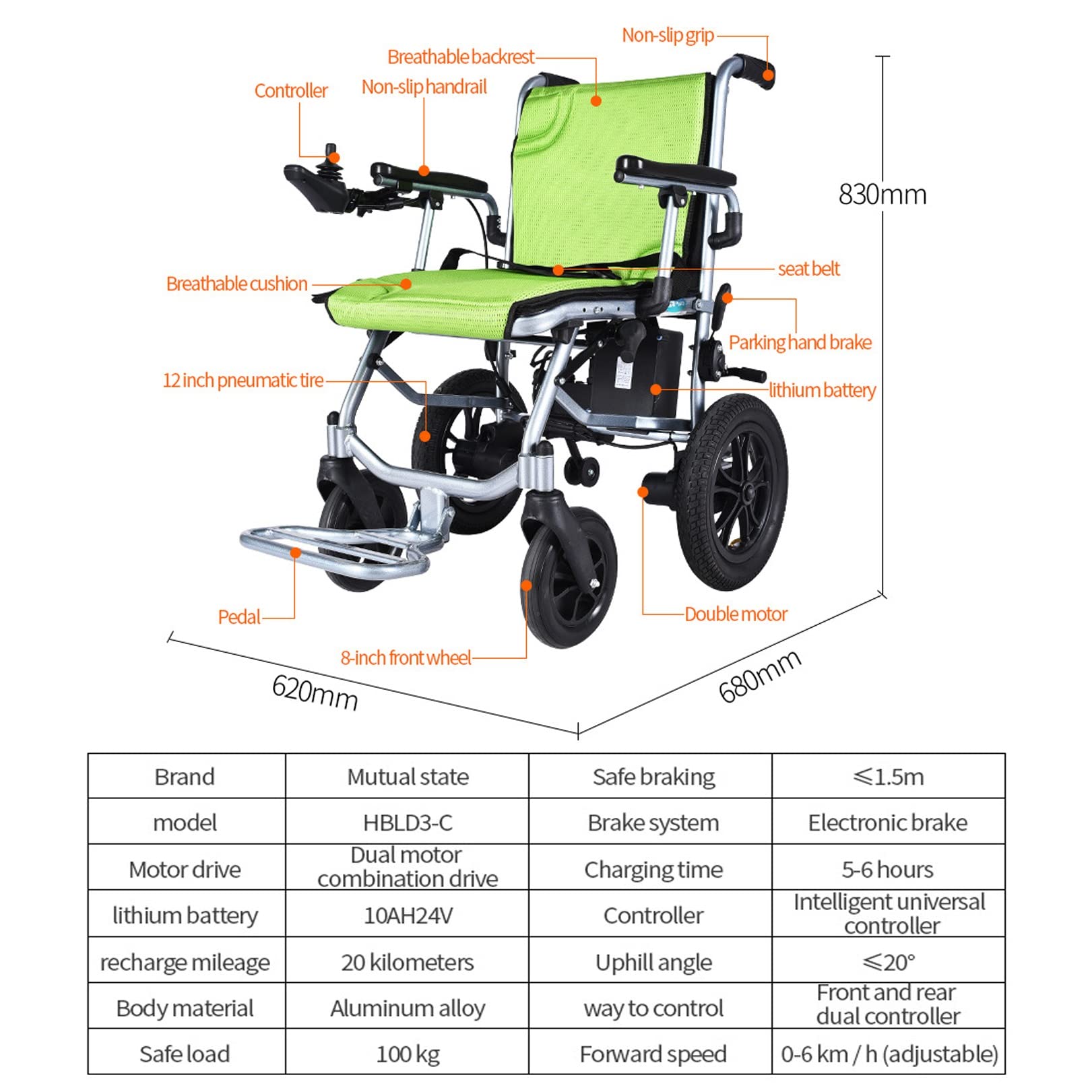 Silla De Ruedas Eléctrica Ligera con Batería De Litio, Scooter Plegable For Ancianos, Scooters De Ayuda For Discapacitados, Vehículo De Transferencia Eléctrico Plegable For Paraplejía