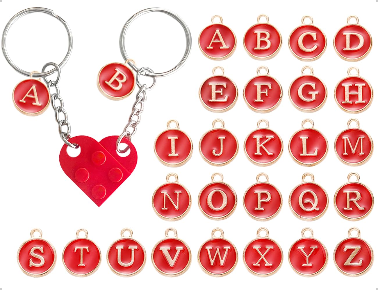 Portachiavi a Cuore,Portachiavi Cuore Rosso Partner per Entrambi i Portachiavi Coppia Portachiavi Casa Nuova Coppia Bricks di Costruzione Originale per San Valentino,Anniversari e Nuove Case