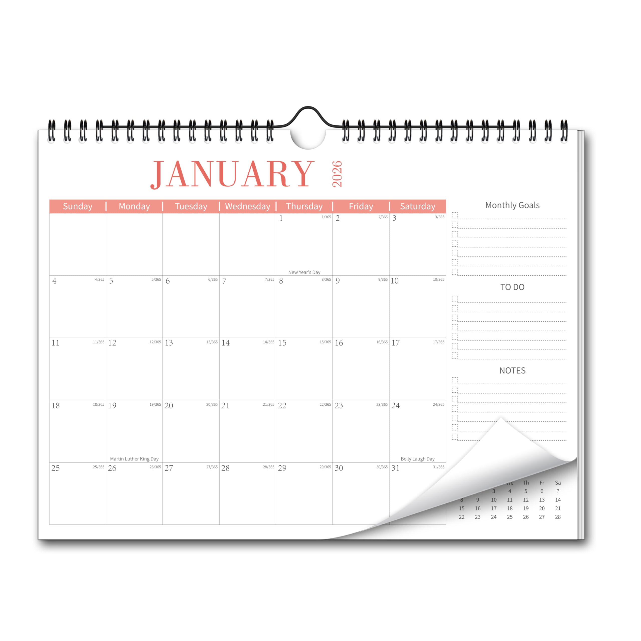 Aesthetic Wall Calendar 2026, 18 Monthly Horizontal Calendar January 2026 to June 2027