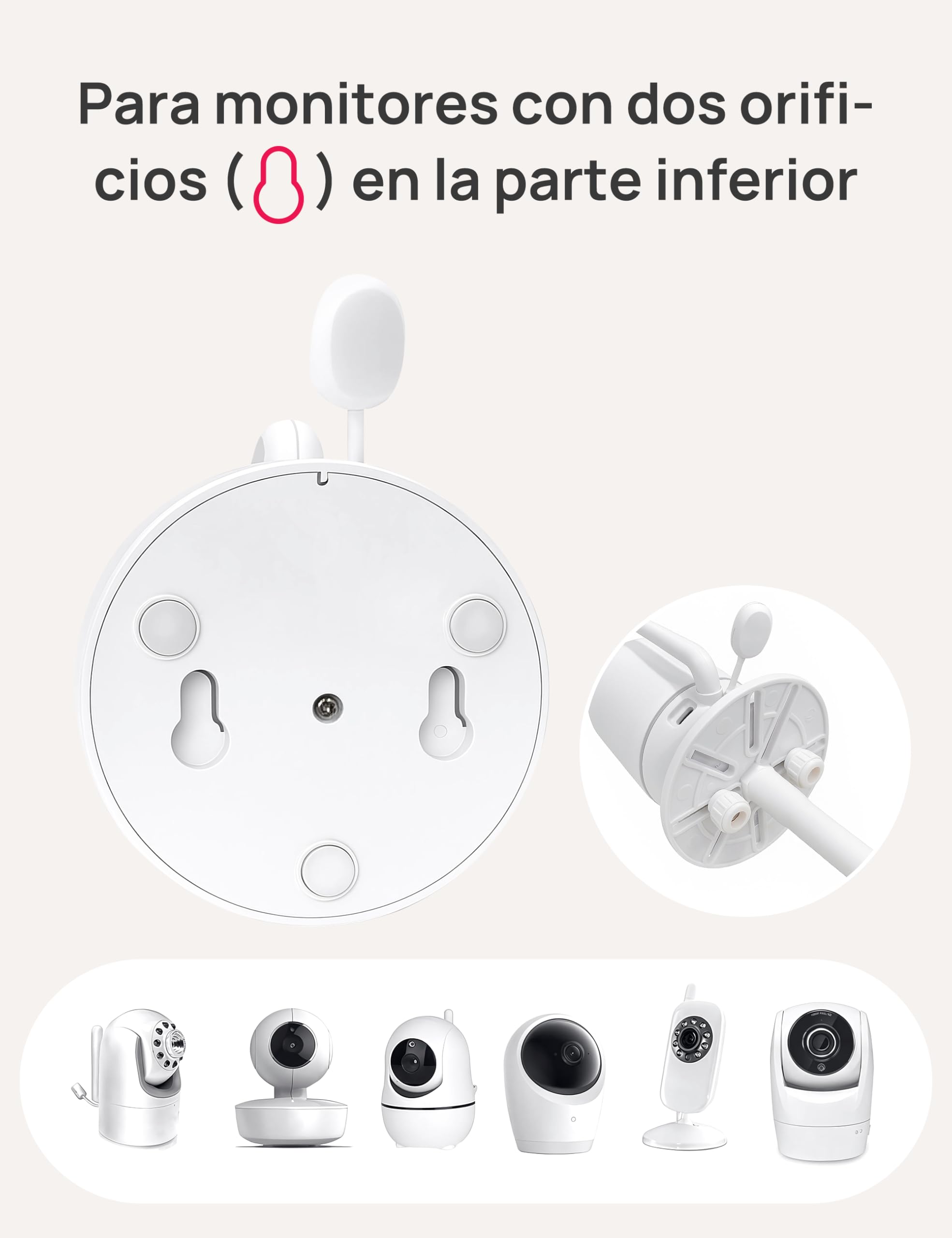Dr.Care Soporte para Monitor de Bebé, Clip Ajustable Universal para Cámara de Bebé, Compatible con Todos los Monitores de Bebé, Brazo Largo y Flexible para Cuna, Sin Herramientas