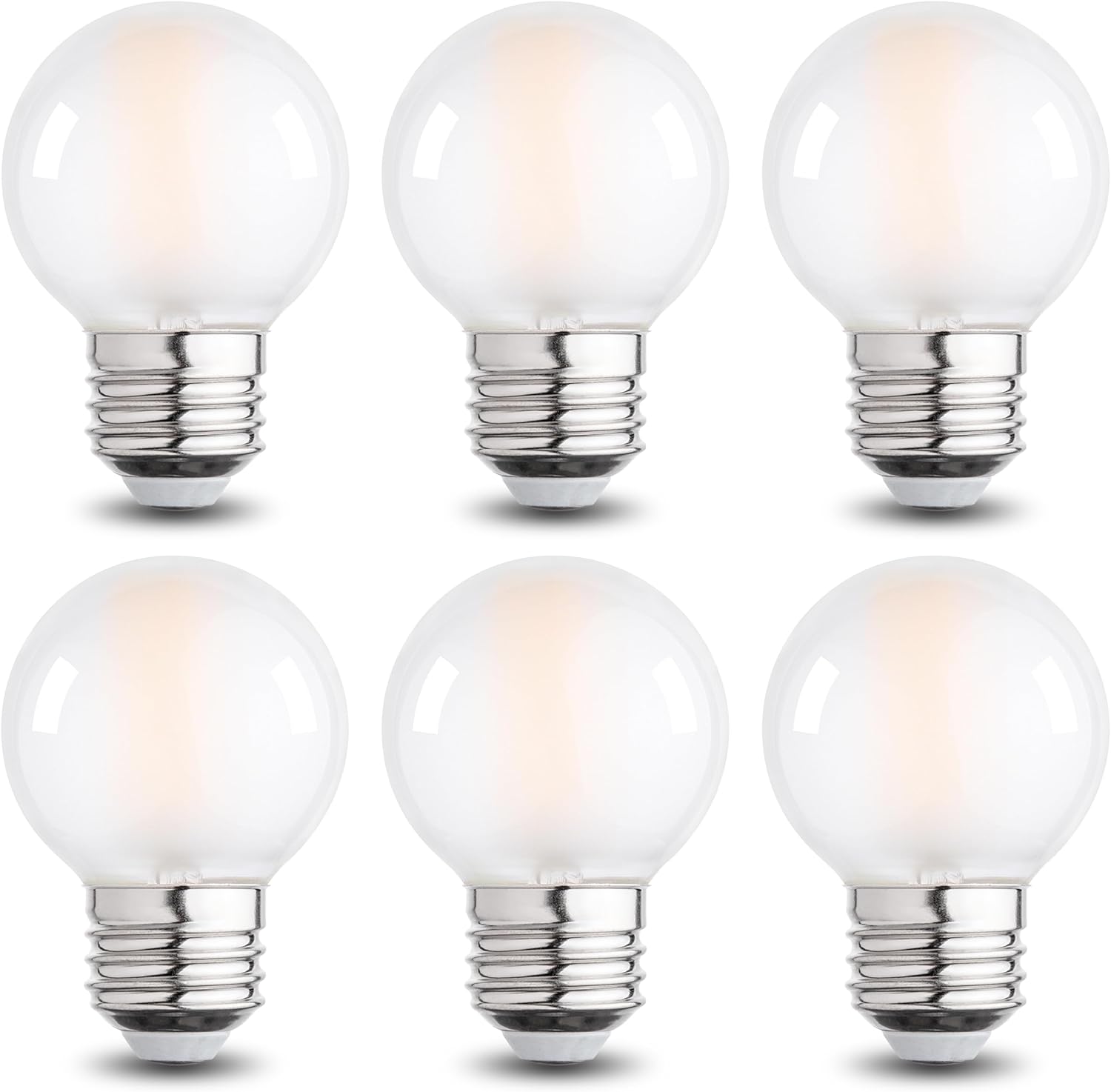 Frosted G16.5 Led Bulb, Matt Vanity Globe Light Bulbs, E26 Dimmable Globe Small Round Edison Light Bulbs, 6w 4000k Vintage LED Filament Edison Bulb