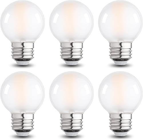 Miniatura 11 de Bombilla LED G16.5, pequeñas bombillas redondas Edison, bombillas de luz de tocador E26 regulables de globo ámbar, bombilla Edison de filamento LED