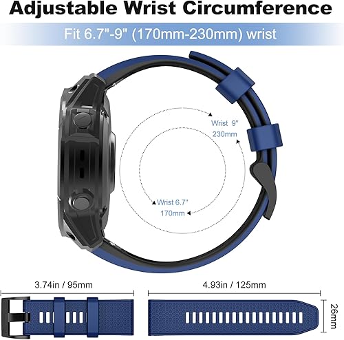 Miniatura 5 de OVERSTEP Correa de reloj compatible con Fenix 5X, correa de reloj de silicona suave de 0.06 pulgadas de ancho para Garmin Fenix 5XFenix 5X PlusFenix