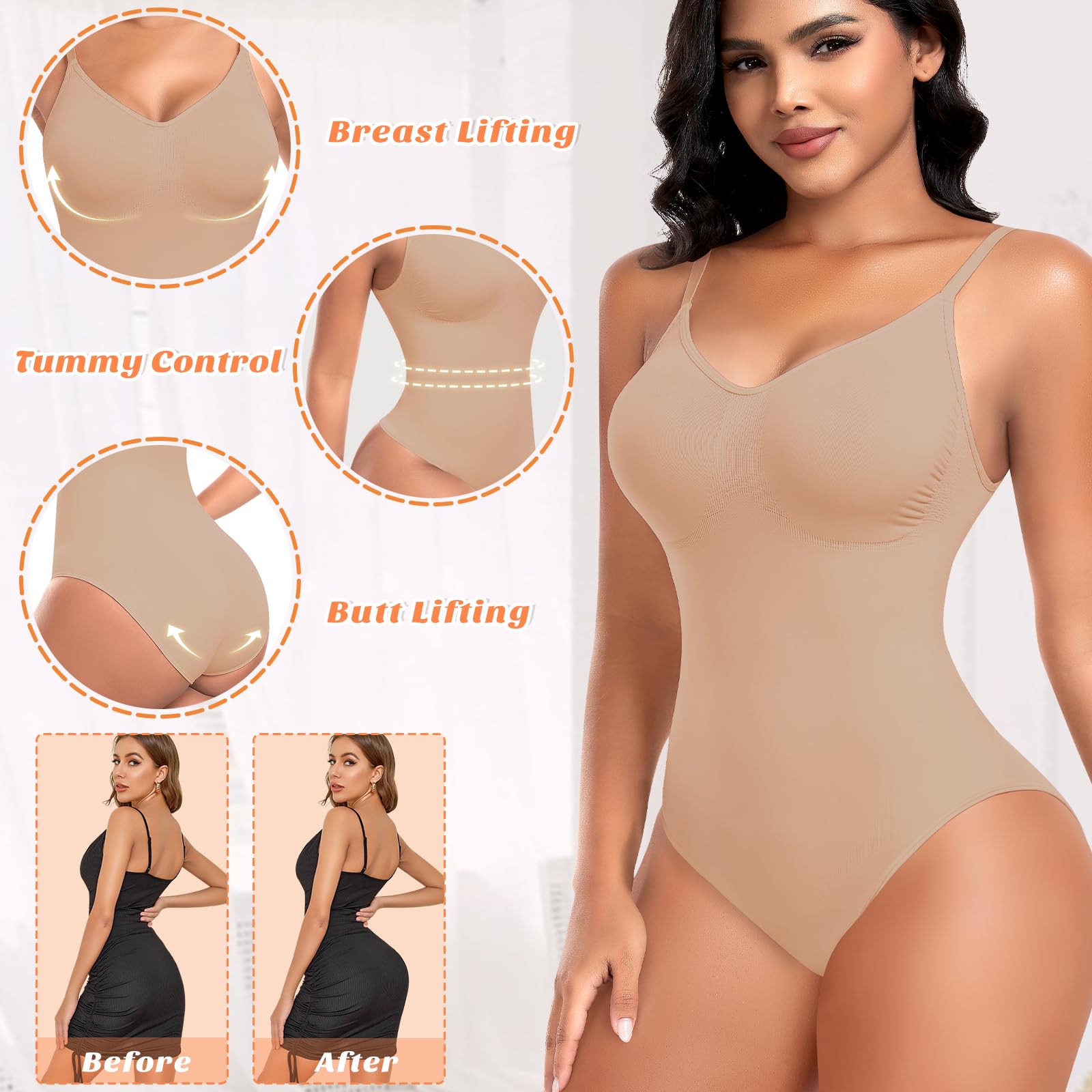 ISCBAFYX Damen-Shapewear-Body, Bauchweg-Body, Nahtloser Ganzkörper-Shapewear-Weste, verstellbare, Formende Bodysuits