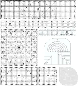 Kit 8 Réguas Patchwork Scrapbook 5x30 5x60 30x30 Caixa de Leite