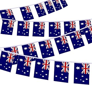 YQQZQ Australia Flags Banner,5 M Length 20pcs Flags Australian Small String Flag Banner Party Decor