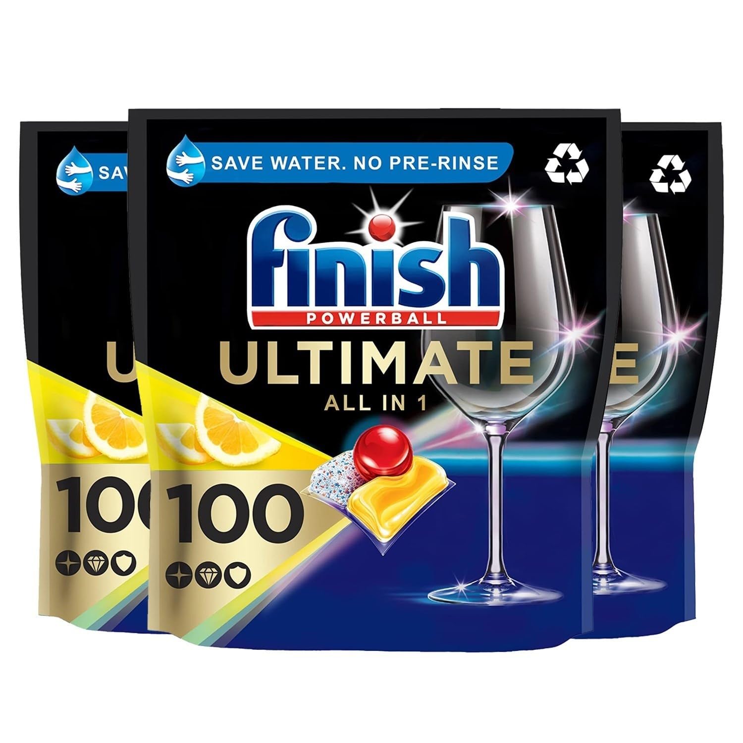 Finish Ultimate All in One Spülmaschinentabs X100 Lemon Tabs, 3 Stück