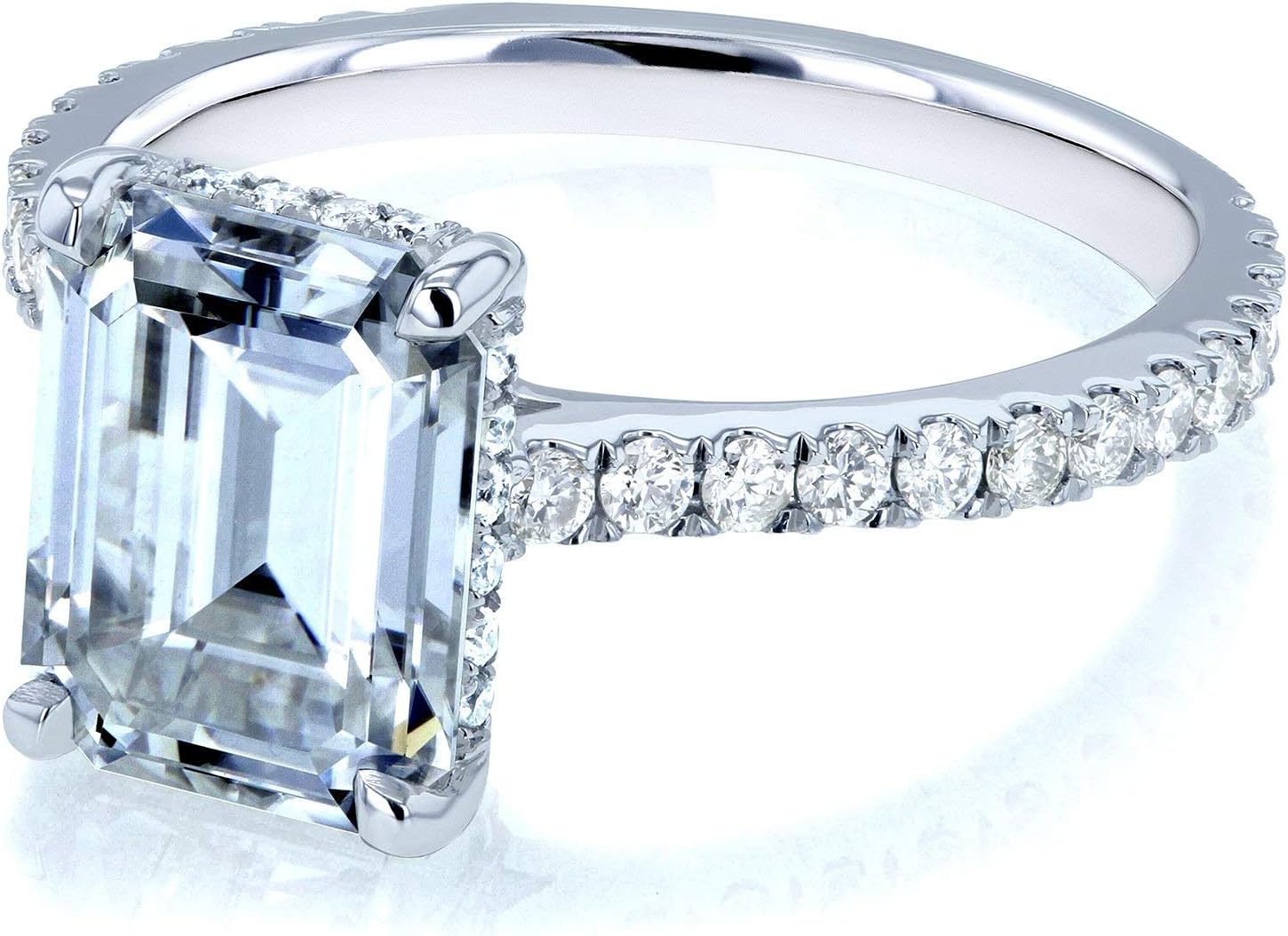 Kobelli Emerald-cut Forever One Moissanite Engagement Ring 2 7/8 CTW 14k White Gold