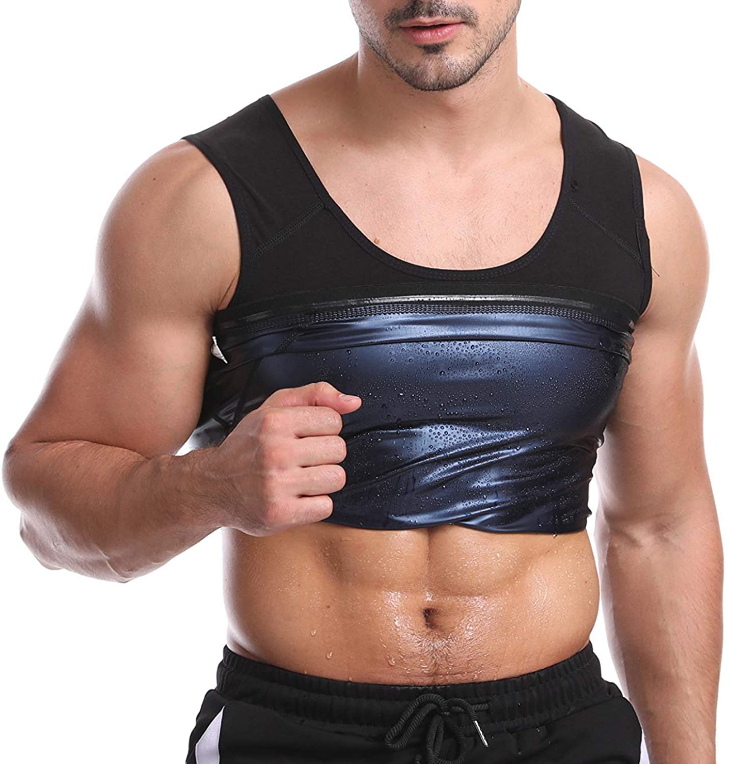Bakerdani Men's Hot Sweat Workout Sauna Tank Top Vest for Body Slimming