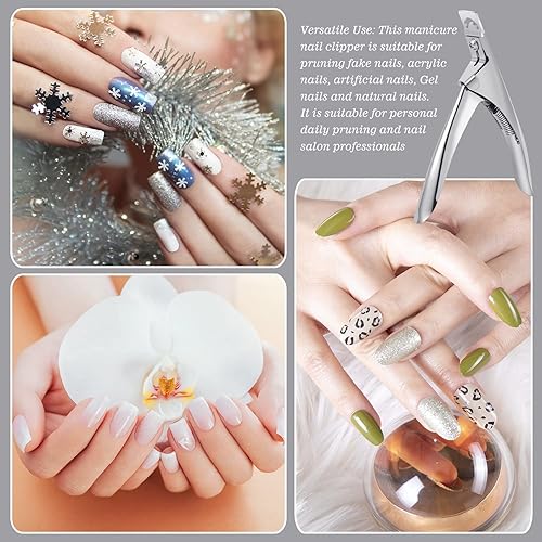 Miniatura 7 de SUMAJU Cortaúñas postizas acrílicas profesionales para uñas acrílicas, herramienta de manicura de uñas (plata) Negro -,Arco iris,Rosa Rojo,plateado