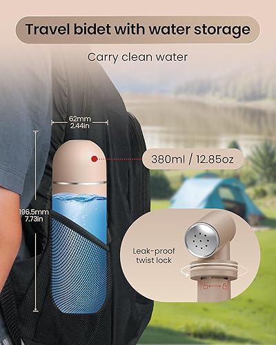 Miniatura 2 de Bidé portátil para viajes y campamentos, botella peri manual de mano para higiene femenina, 3 sellos a prueba de fugas, rociador extensible con Caqui