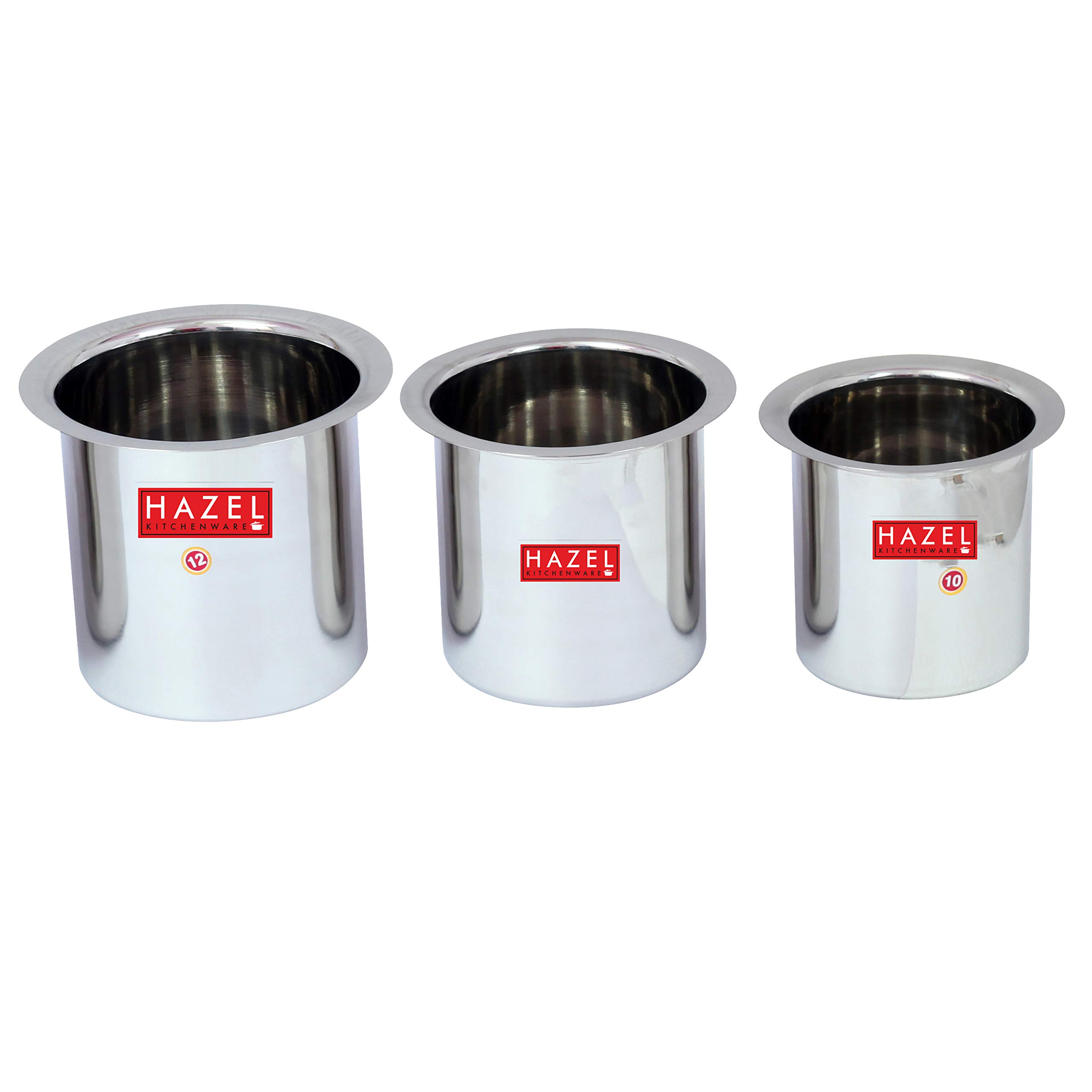 HAZEL Steel Milk Pot Set of 3 | 0.9 litres to 1.5 litres Stainless Steel Milk Boiler Container | Milk Boiling Vessel Gunj for Kitchen, 3 Pc Set
