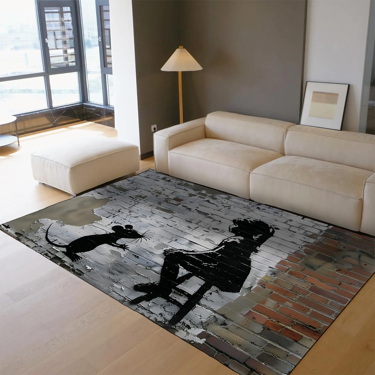 Tapis graffiti de rue rétro 100x150 cm grande carpette salon et chambre enfant
