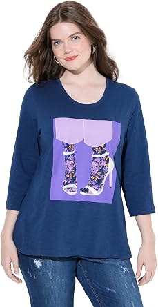Ulla Popken Womenswear Plus Size Curvy Fashion Graphic Tee 841662