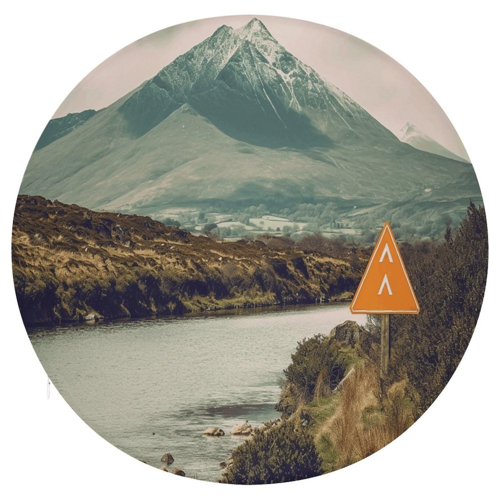 Wsoihfec Style Mountain Scenery Seat Cushion Round Chair Pad