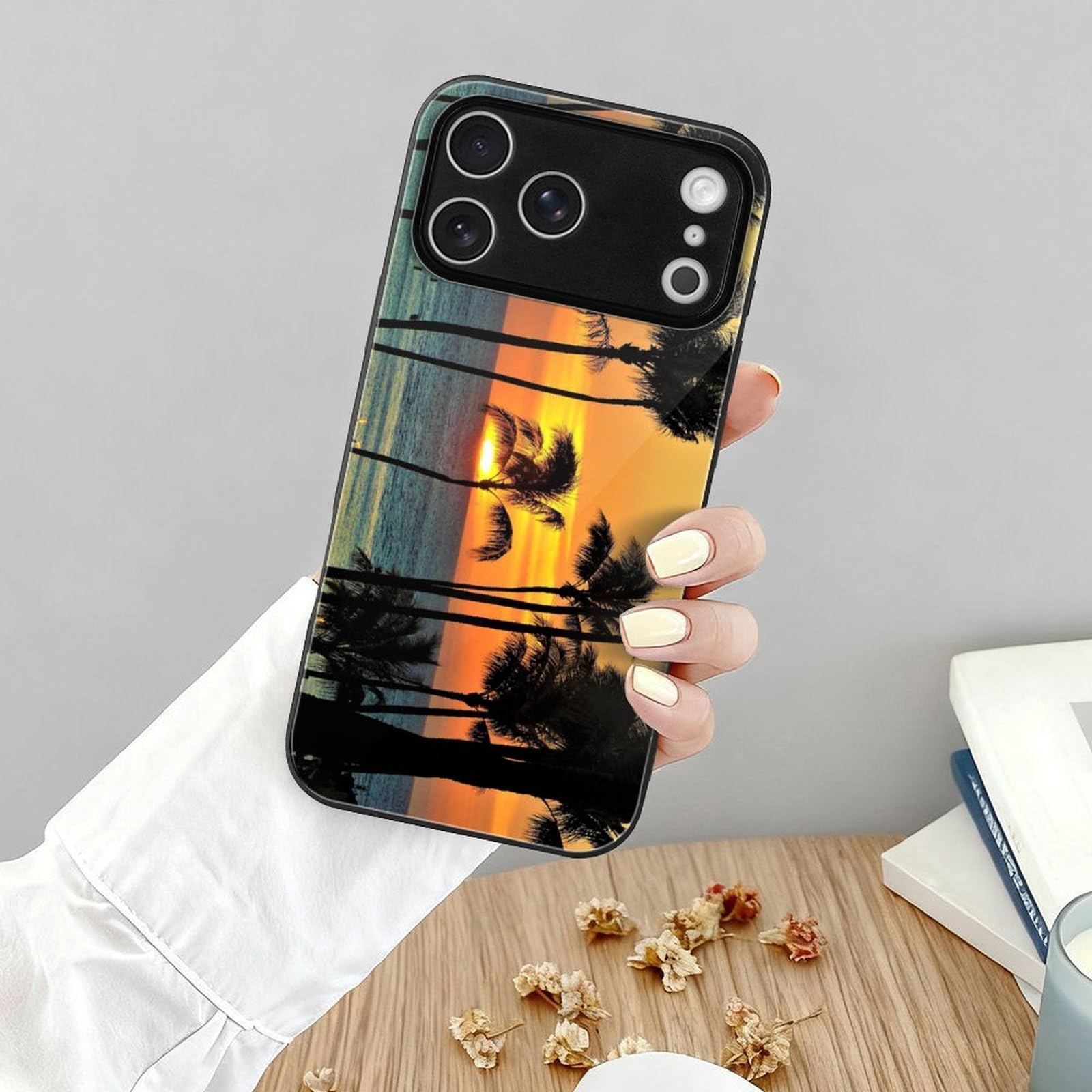 Amazon.co.jp: iPhone17 Pro Max用ケース ハワイ 夕暮れ 海とヤシの木
