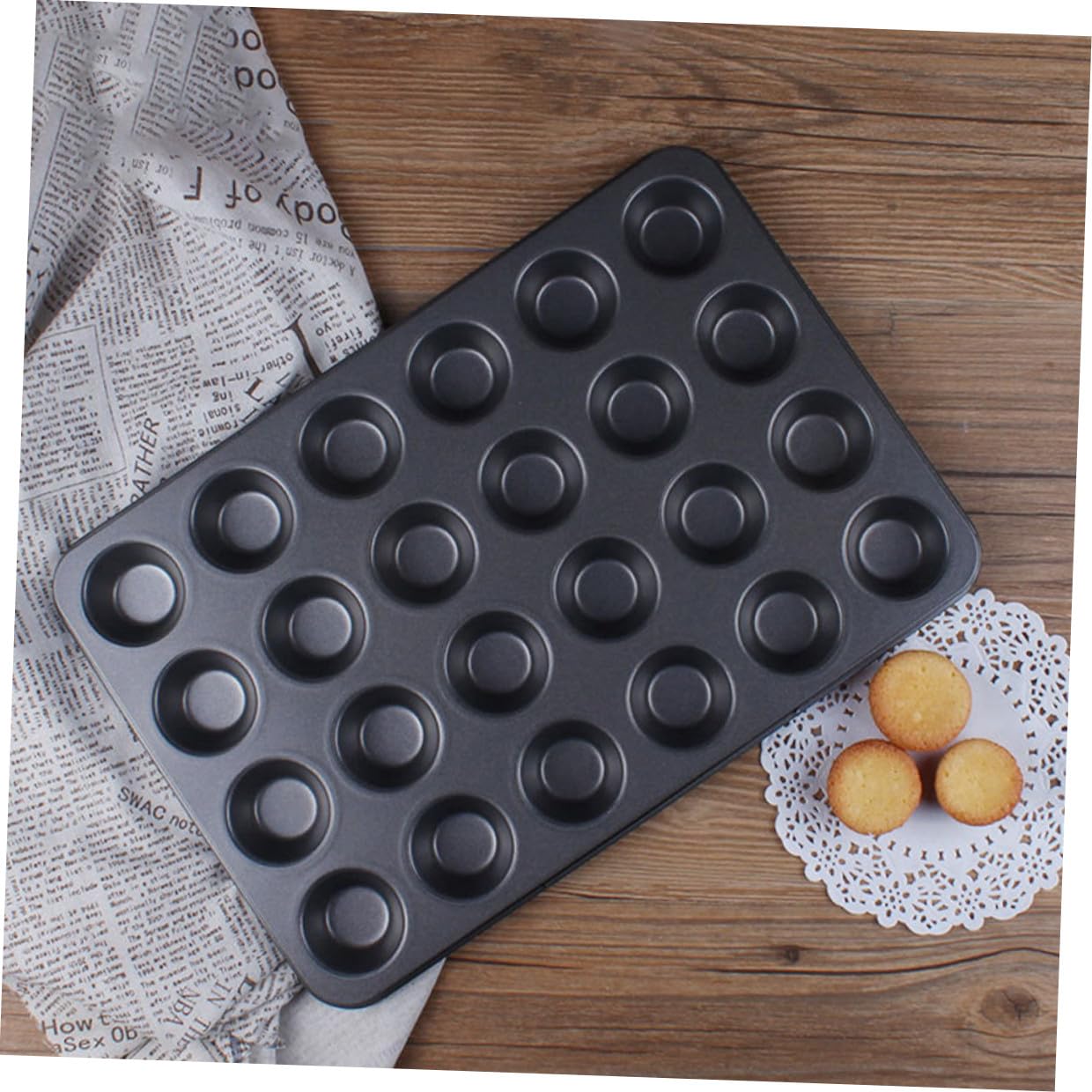Ipetboom Stampi Antiaderenti per Muffin 24 Cavità 2 Pezzi Nero