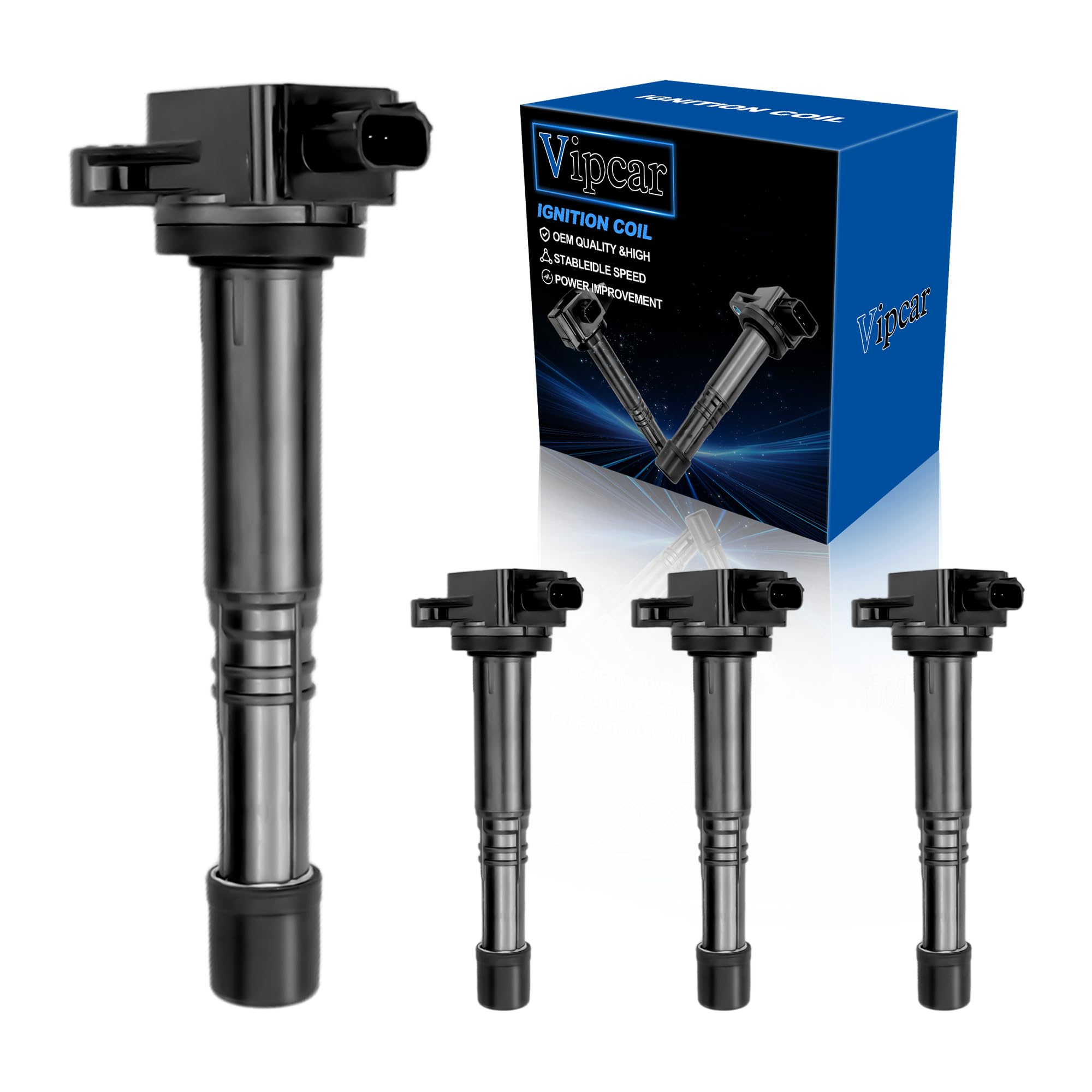 VIPCAR 4Pcs Ignition Coil Pack Compatible with Honda 2008-2012 Accord 2.4L, 2012-2015 Civic 2.4L, 2010-2014 CR-V 2.4L, 2012-2015 Crosstour 2.4L, 2013-