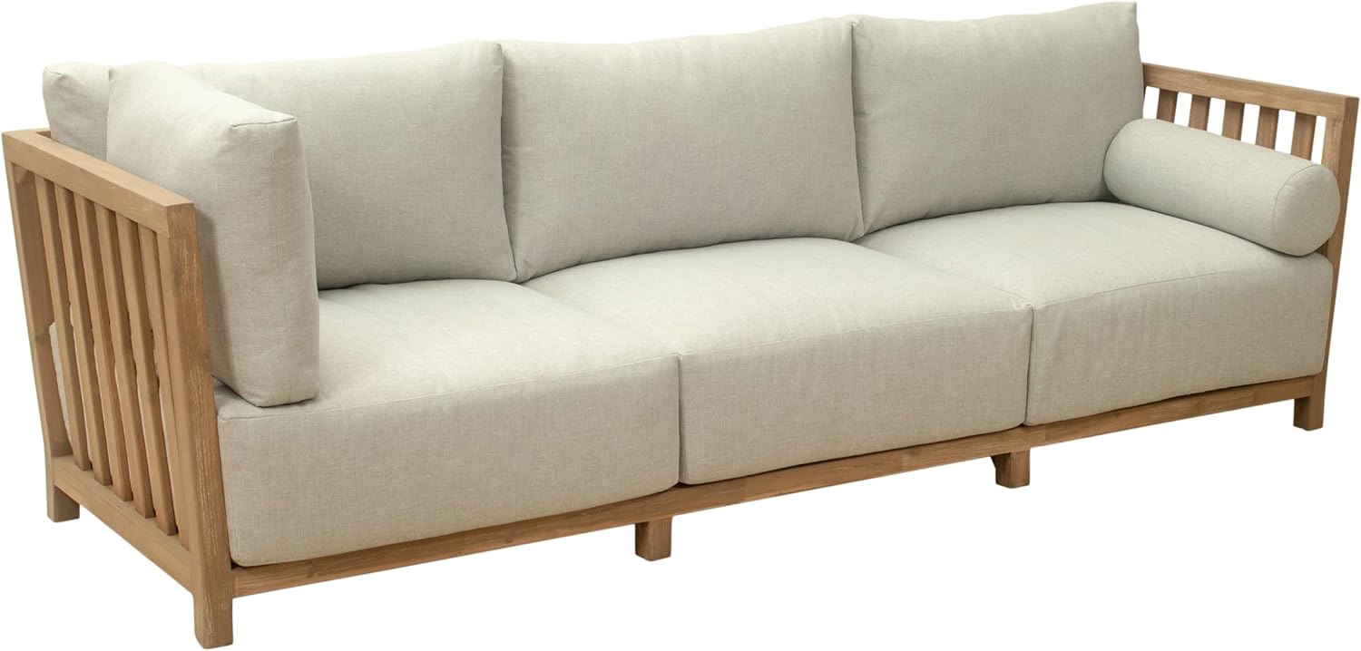 Zuo Teras Sectional Gray, Brown Sectional, Modern Style, Patio Furniture, Outdoor Fabric, Seats up to 4, Acacia Wood, Outdoor Living, 94.5" W x 94.5" D x 31.5" H, Non-Stackable