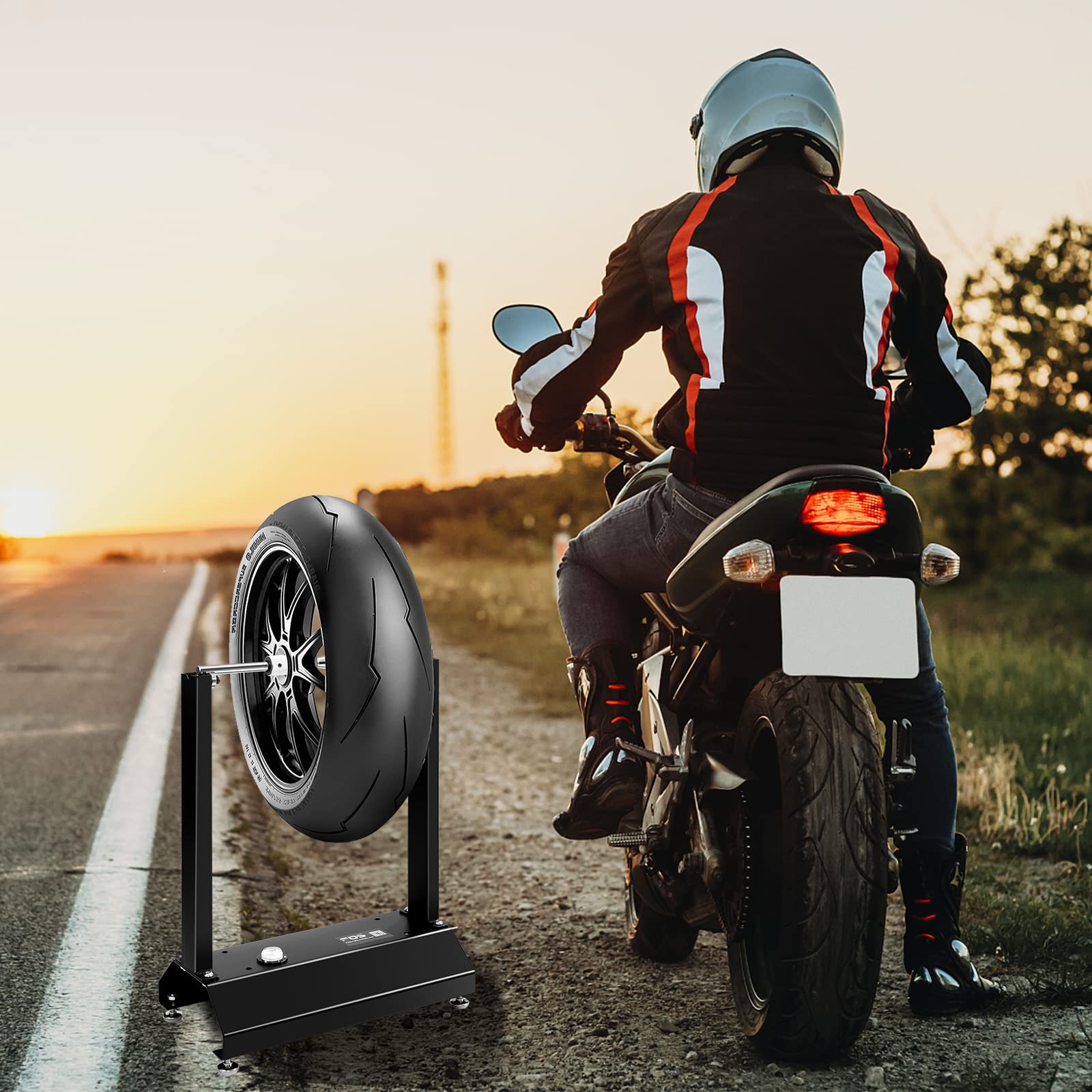 RELAX4LIFE Équilibreuse de Roue en Aluminium et Acier, Support pour Équilibrage de Pneus avec Cônes de Centrage des Roues Réglables, Travaux de Réparation de Moto, Vélo, Buggy, 40,5X22X51CM, Noir