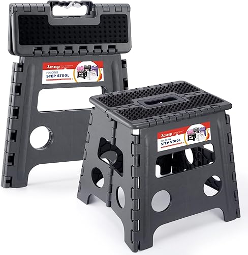 Miniatura 16 de ACSTEP Taburete Plegable - Taburete Ligero de Plástico, Taburetes Plegables de 9 Pulgadas, Taburetes Plegables Antideslizantes para Cocina, Baño,