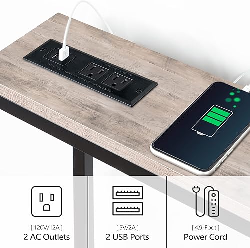 Miniatura 7 de MAHANCRIS Mesa consola delgada con tomas de corriente, mesa de sofá estrecha de 63 pulgadas, mesa detrás del sofá con estación de carga, mesa de