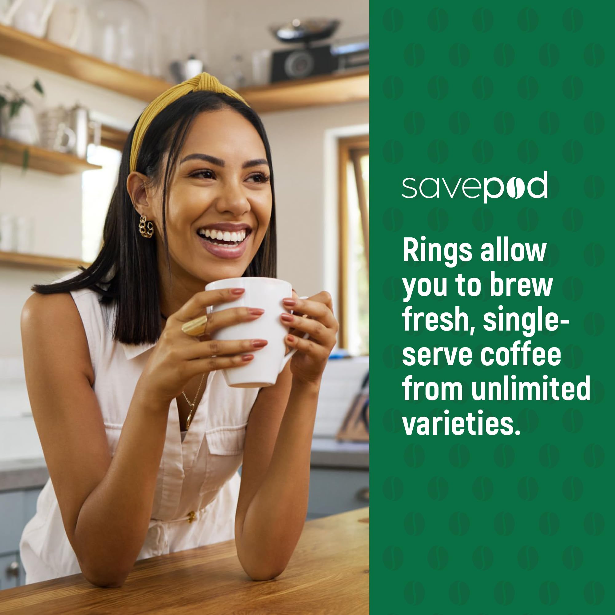Savepod Anillos reutilizables para cápsulas de café K Cup | Anillo reutilizable sin fondo | Compatible con Keurig1.0 y 2.0 | Sin BPA | Un agujero
