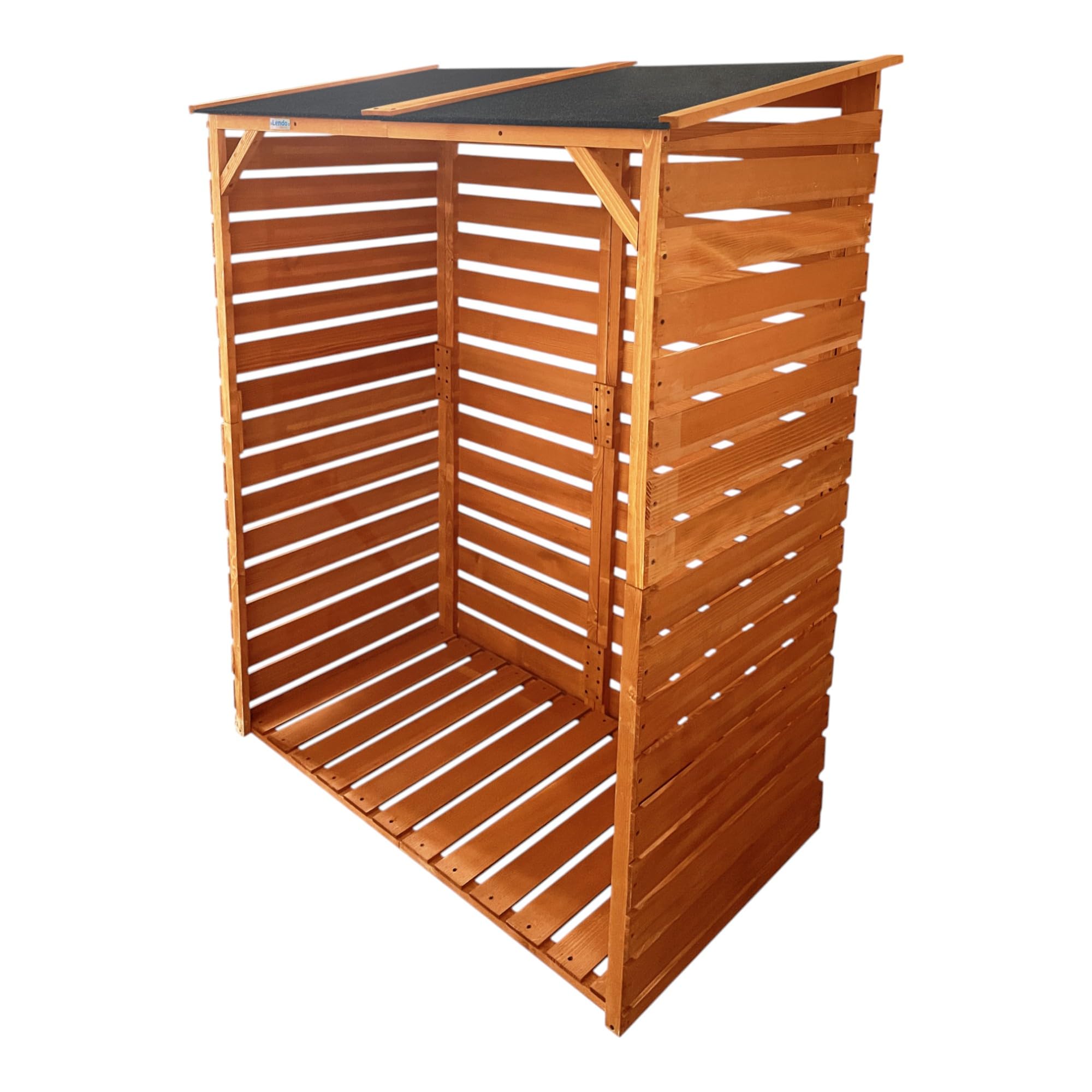 Legnaia in Legno Impregnato da Esterno con Tettoia – Portalegna da Giardino Coperto per Legna da Ardere – Struttura 118x59x158 cm (Marrone Miele)