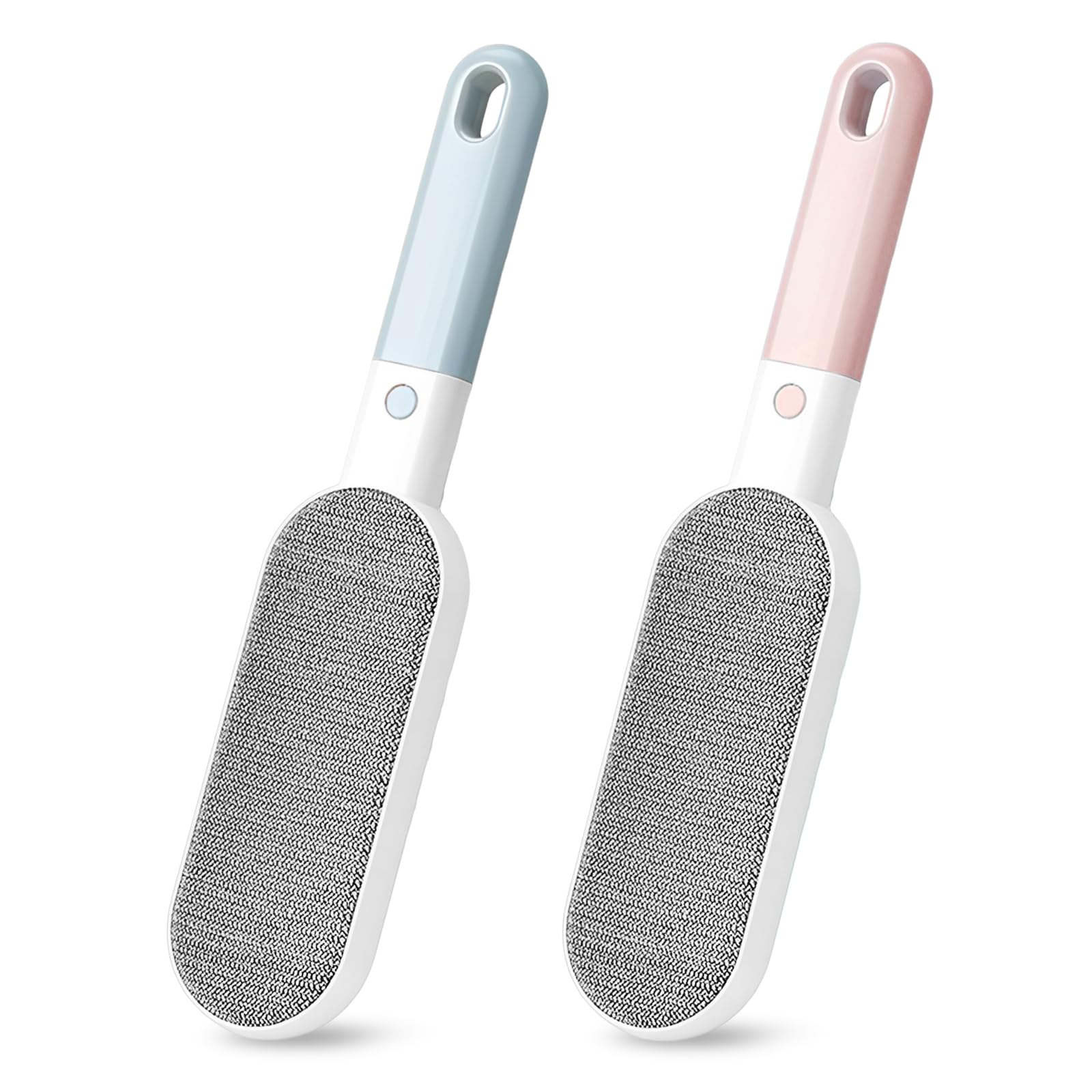 2 PCS Clothes Brush, 4 in 1 Double Sided Lint Brush Reusable Pet Hair Remover for Clothing and Furniture Fabric Carpet (Pink, Blue)