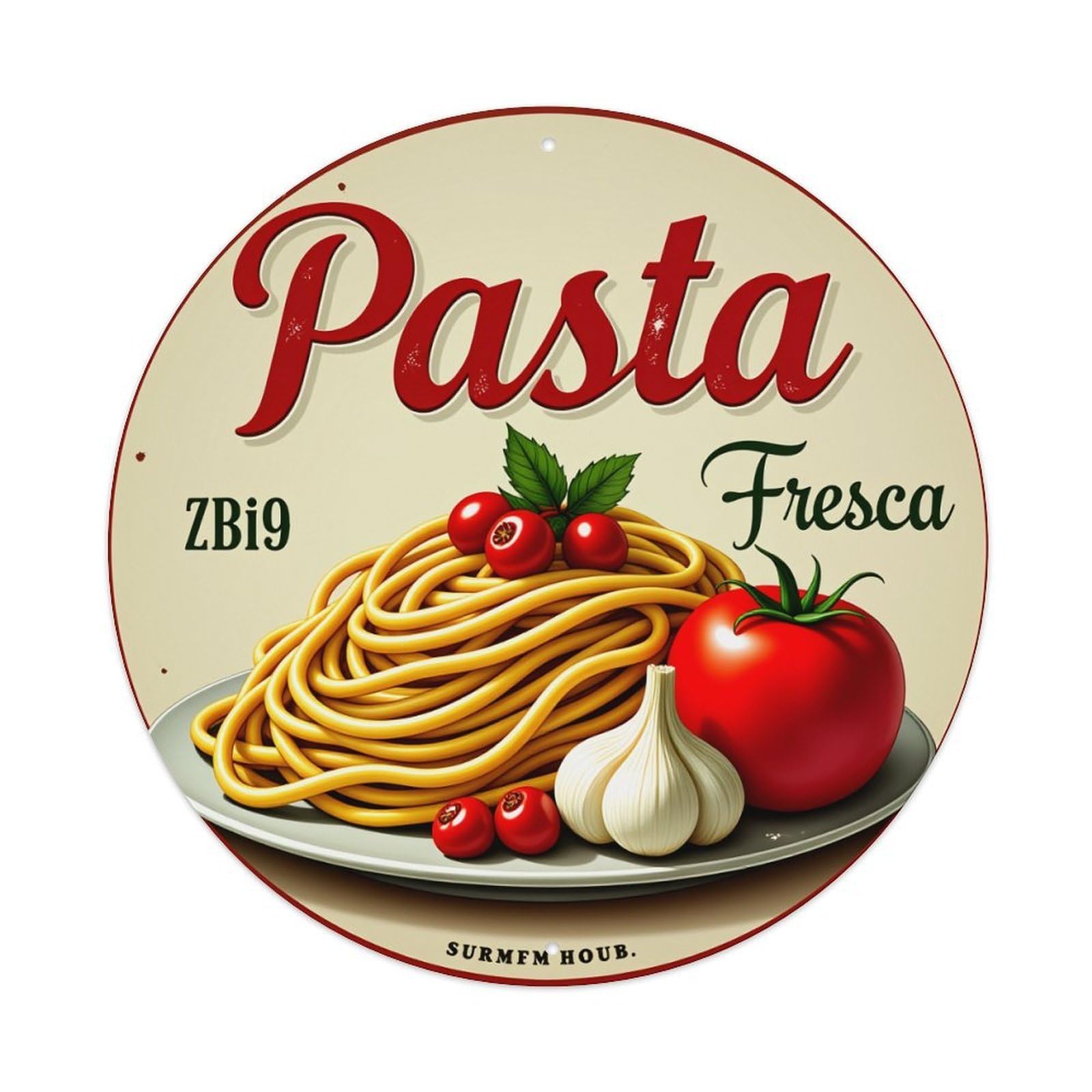 Fresh Pasta Zbi9 Surmfm Houb Round Tin Sign Vintage Style Metal Sign Home Bar Garden Wall Plaque Decor Metal Poster 8x8 Inch