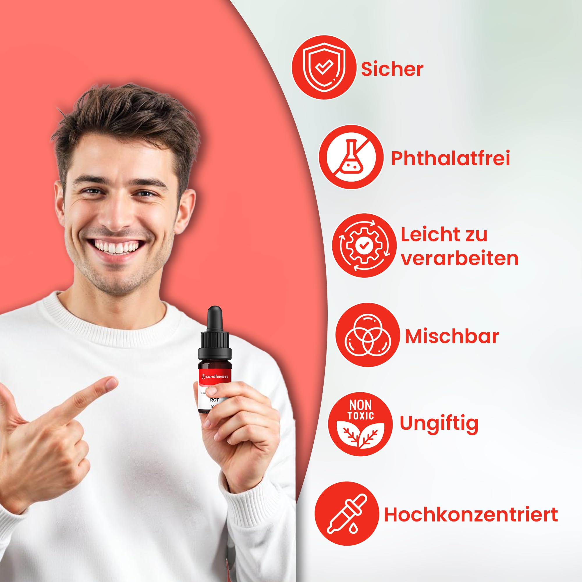 Set di colori per candele liquide di alta qualità, 8 colori altamente concentrati per la produzione di candele fai da te, 10 ml per bottiglia
