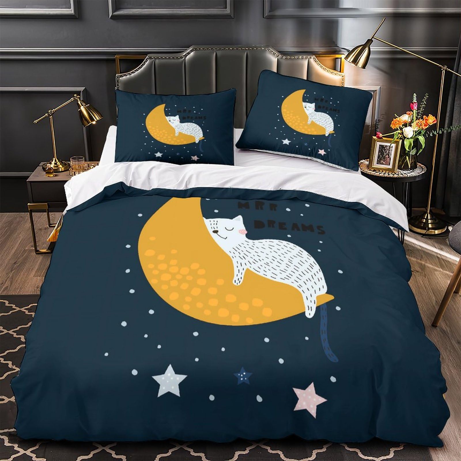 Linge de lit King 220x240cm en microfibre supérieure imprimé veau 3D haute définition