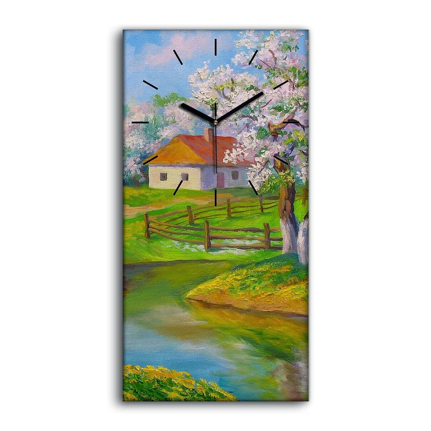 Horloge sur Toile Salon Chambre Modernes - Tableau Mural Paysage Nature 30x60