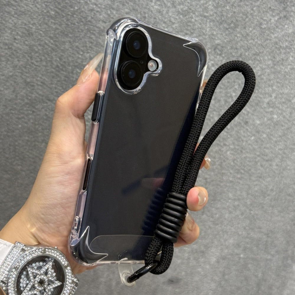 Coque antichoc pour iPhone 12 Pro transparente silicone souple noir avec dragonne - 8