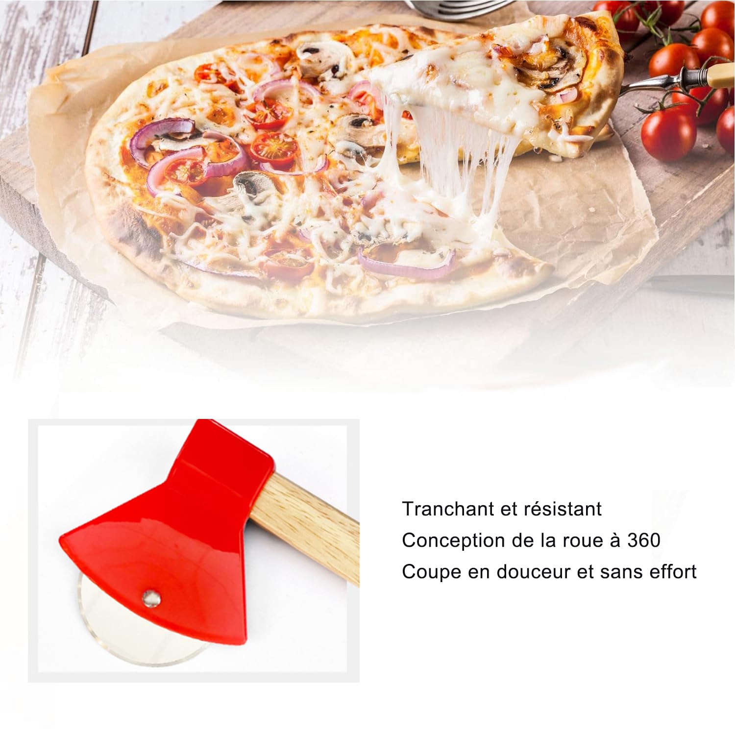 Voarge Pizza Cutter, Axe-Shaped Pizza Cutter, Pizza Cutter, Hand Pizza Cutter, Stainless Steel for Pizza Waffles and Pancakes — Amazon image 3