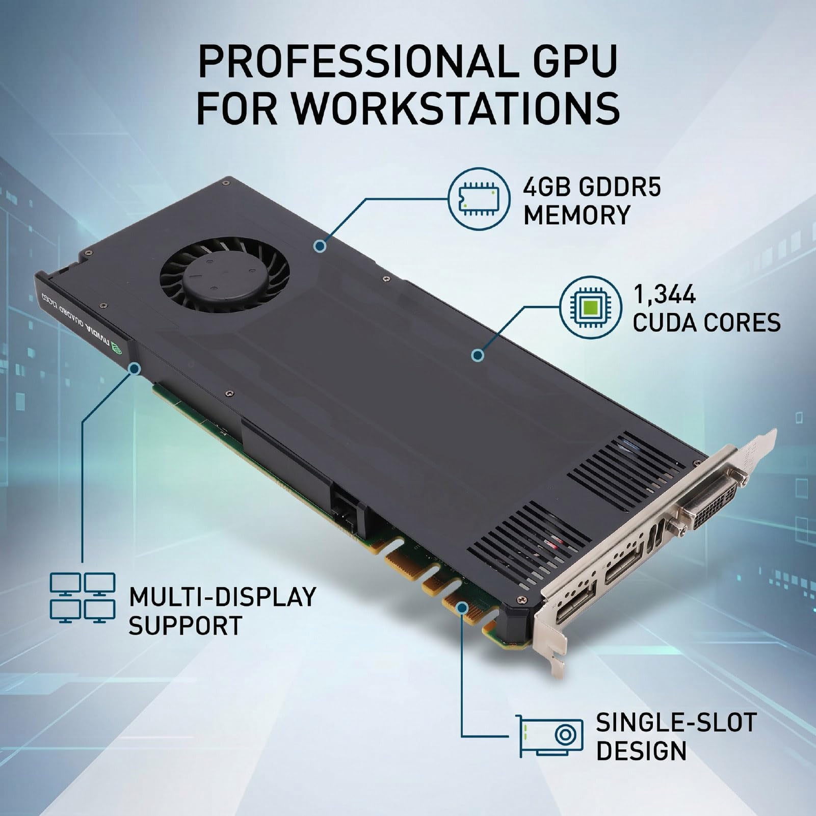 Annadue Karta Graficzna Karta Graficzna Komputerowy Procesor Graficzny 4 GB GDDR5 256-bitowy PCIe 2.0 X16 Podwójny Port DisplayPort DVI-I z 1344 Rdzeniami do Modelowania 3D Edycja
